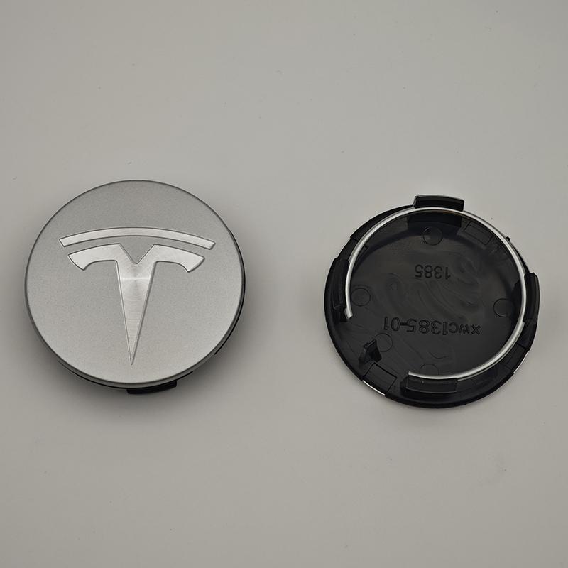ANC1 4pcs/set 56mm Matte Silver Original Car Wheel Center Caps Emblem Rims Hub Cover Logo Badge For Tesla Model 3 Y X S Accessories