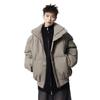 Men's American-Style Winter Warm Cotton Jacket, Loose Fit, Short PU Leather, Padded, Niche Design.