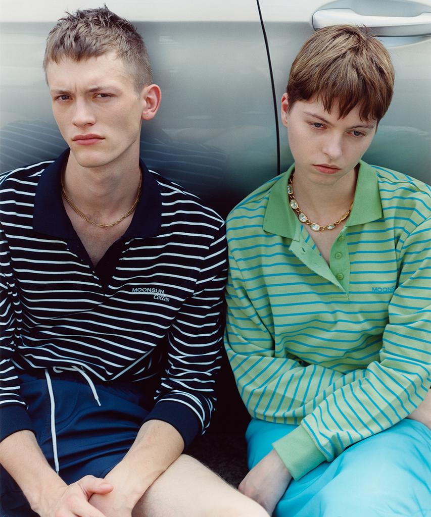 MOONSUN 01 M.C Unisex, Stripe Pk Shirt / Navy