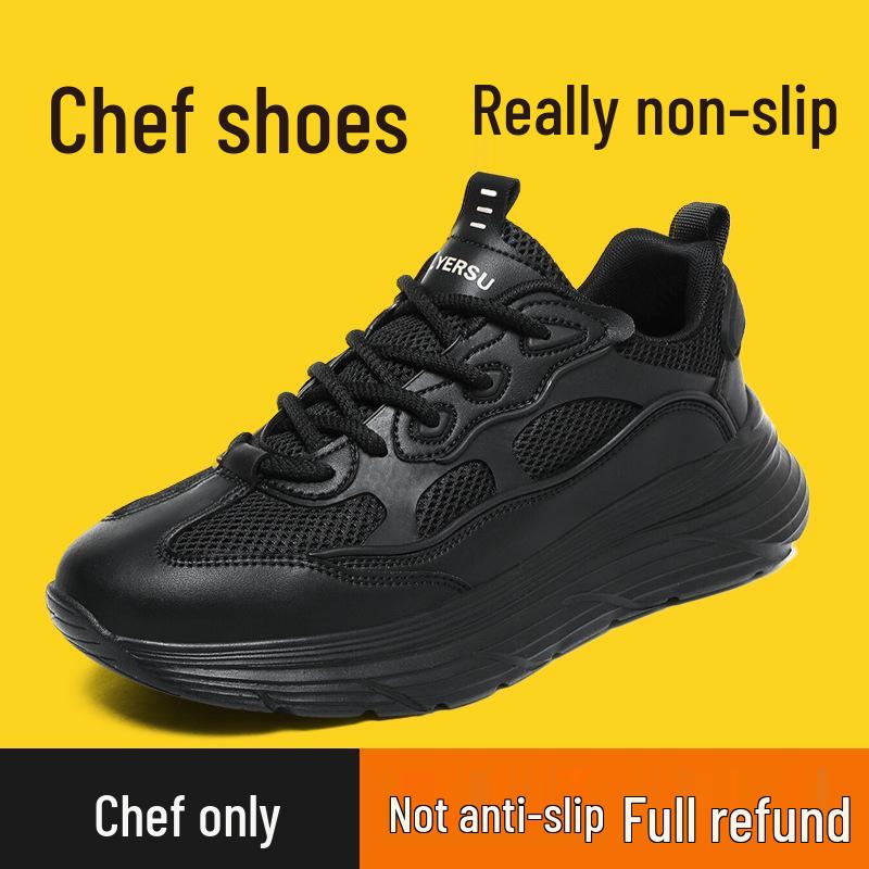 Waterproof Oil-Proof Non-Slip Chef Shoes Men's Work Shoes Slip-On Safety Shoes Anti-Odor Wear-Resistant EVA