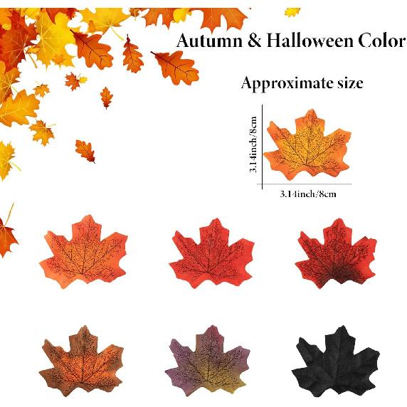 MAQIHAN 350PCS Fall Maple Leaves - Autumn Fall Maple Leaf Garland hojas de otoño para decorar Foliage Artificial Table Decoration Faux Fake Loose