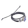 Blue Evil"s Eye Bracelets Turkish Style Adjustable Length HandWoven Leather Men"s Jewelry