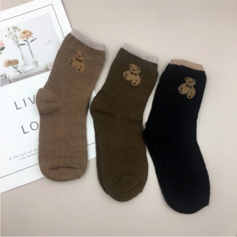 Cute Teddy Bear Character Socks Women s Medium 6-Piece Set