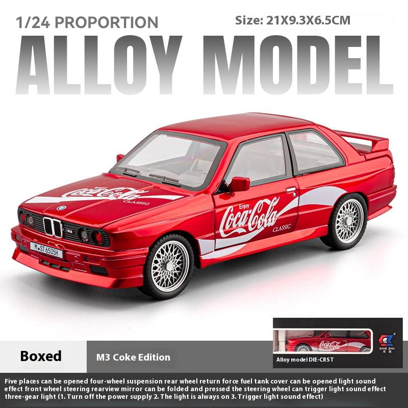 1/24 BMW M3 E30 Soda Version Boxed BMW Alloy Car Model, Suitable for Toy Cars for Children Aged 3-12 Years Old, Adults Can Collect Ornaments and Gifts