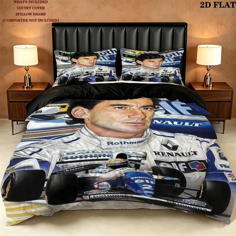 Ayrton Senna Bedding Quilt Set Quilt Cover Pillowcase Home Decoration Birthday Gift (1 * duvet cover + 2 * pillowcase, without core)