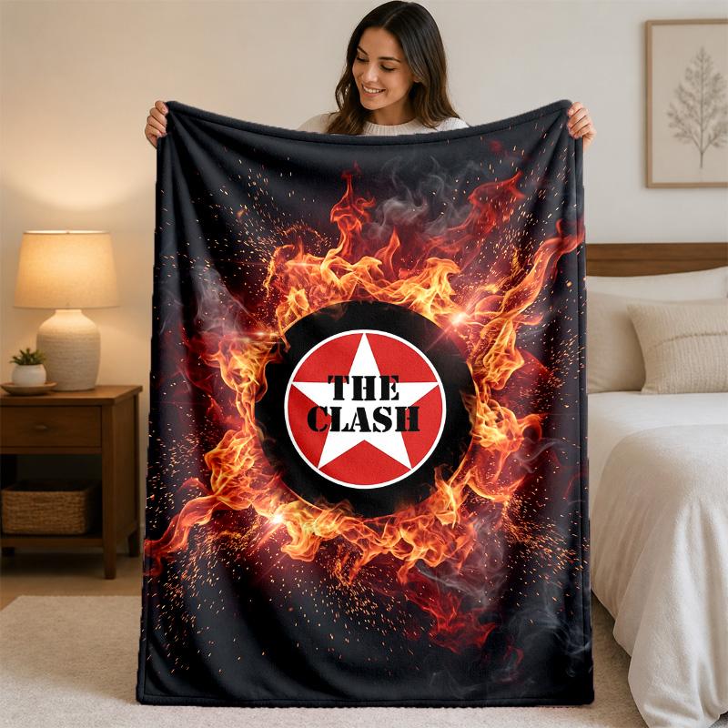 The Clash Print Flannel Blanket Cozy Lightweight Plush Throw Blanket For Bed Sofa Household Use