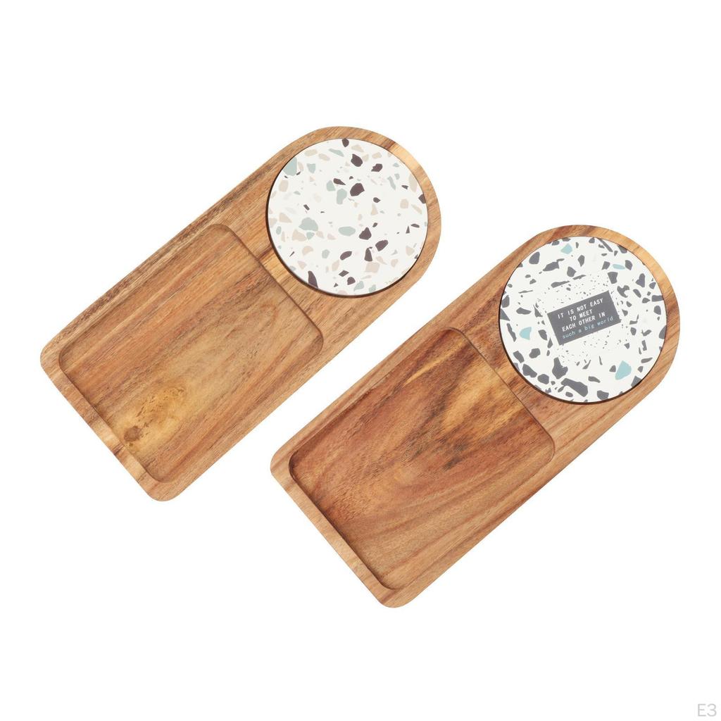 Elegant Wooden Tray Set with Ceramic Coasters for Dining