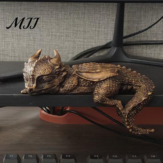 Reading Dragon Statue Sleeping Bookshelf Decor, Book Nook Figurine, Gothic Unique Gift for Fantasy Lovers Booksitter Ornament, Shelf Desk Bookend