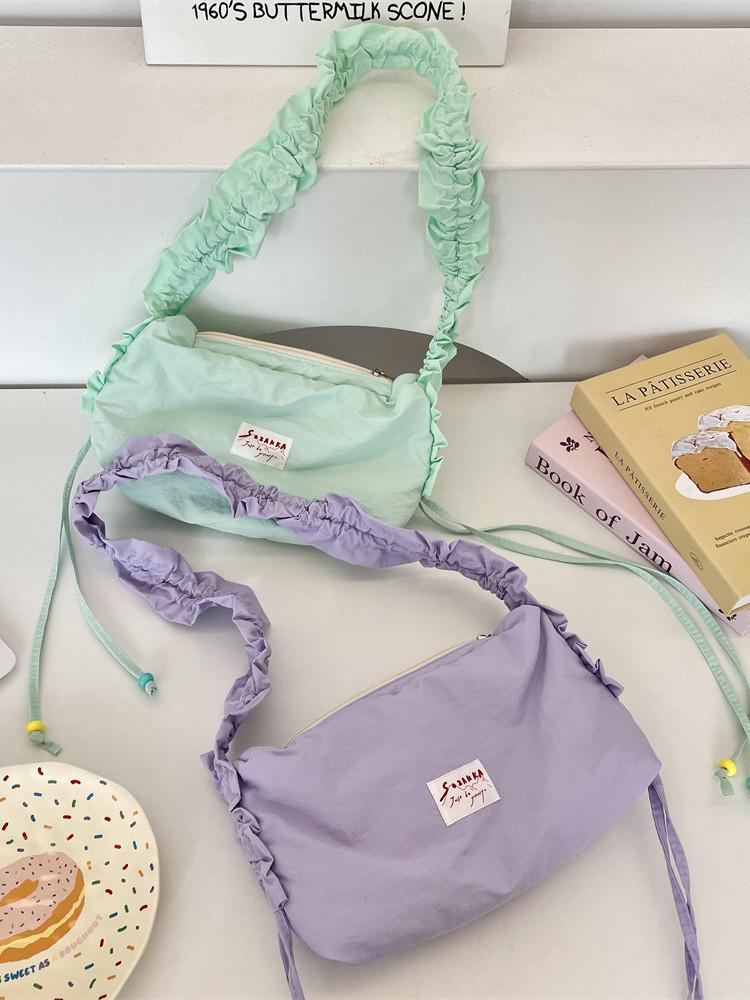 Versatile 2025 Pleated Canvas Shoulder & Crossbody Bag for Girls