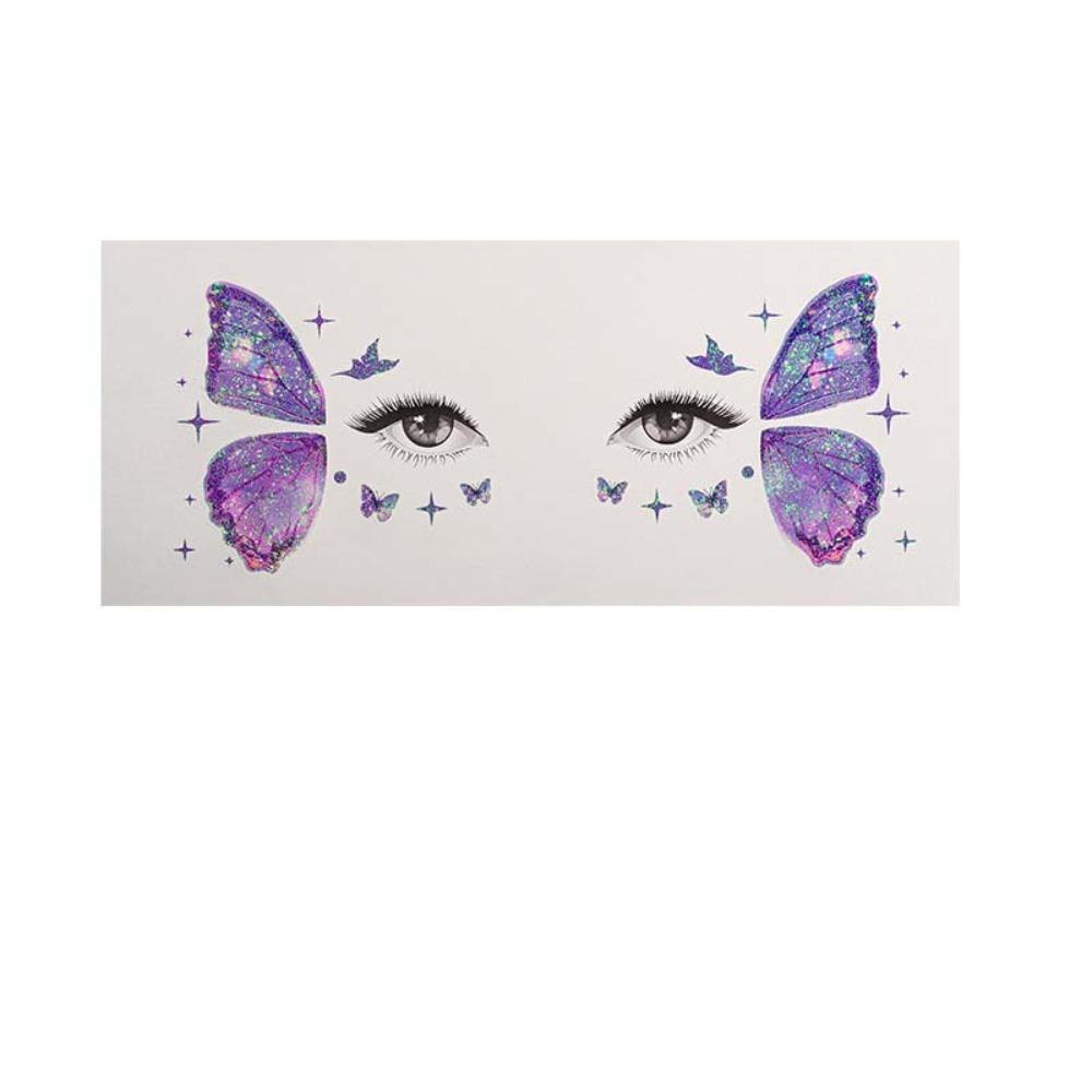 Star Heart Glitter Butterfly Face Tattoo Realistic Face Temporary Tattoo Dance Performances