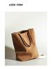 Guangzhou Women's High-End Frosted Leather Bucket Bag - Versatile, Solid Color, Large Capacity Handbag for Commutes