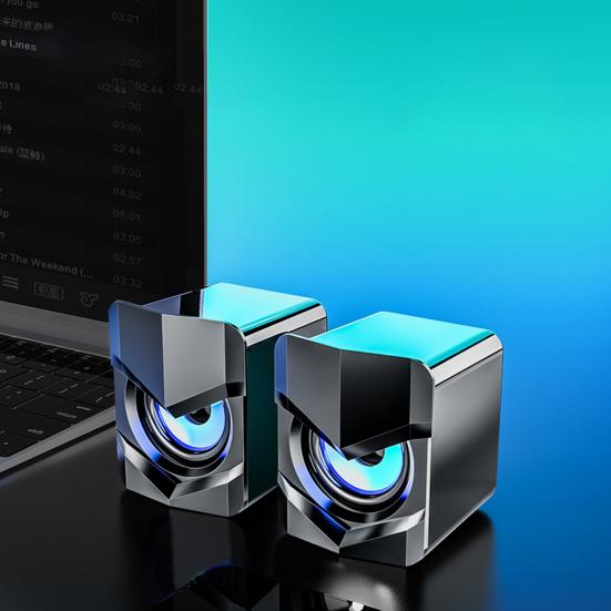 2Pcs Computer Speaker Sound ABS Mini Stereo Clear USB Wired Subwoofer Speaker