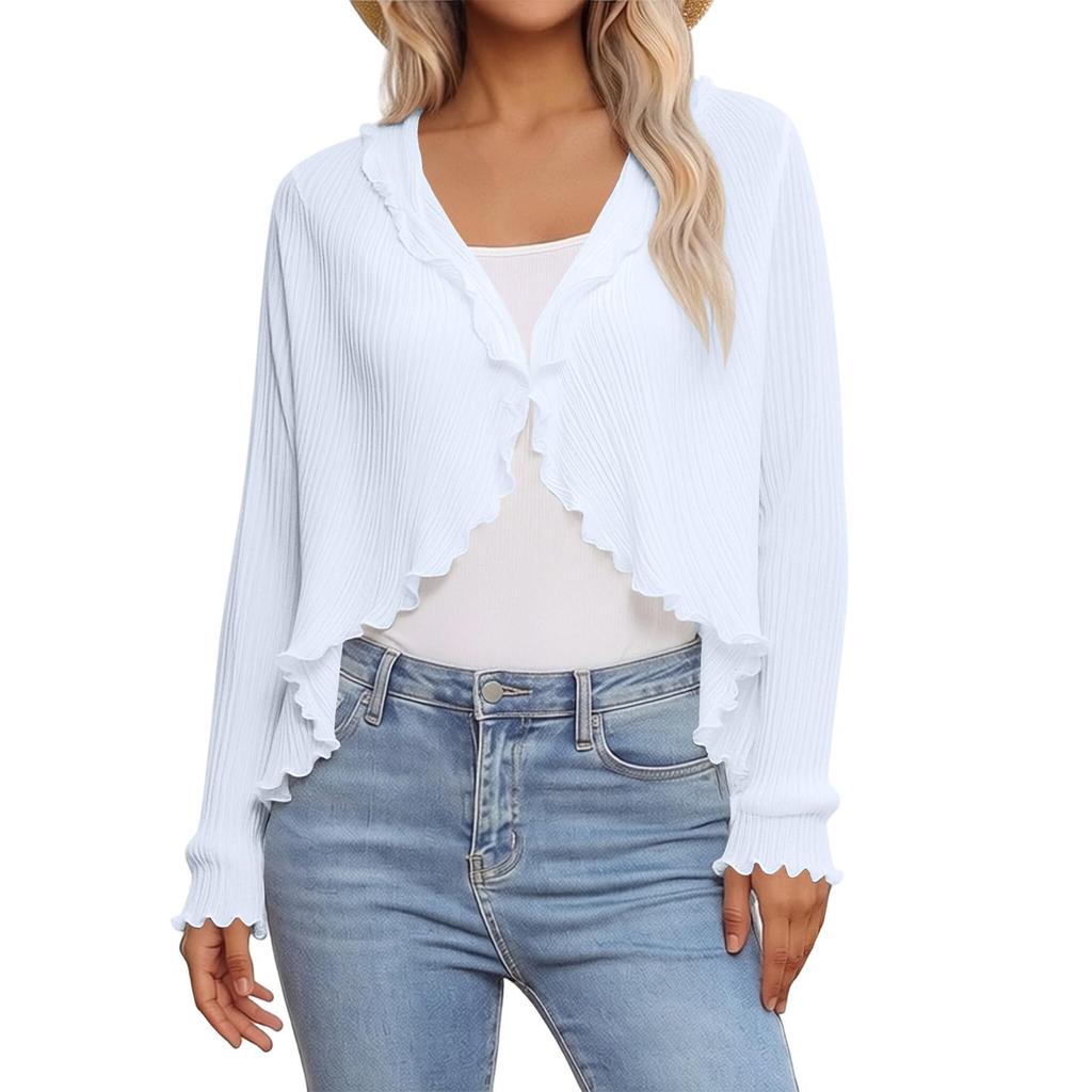 Women Fashion Solid Color Car Driving Sun Protection Shawl Breathable Outdoor Sunscreen Scarf Beach UV Protection Loose Casual Style Ruffled Shawl