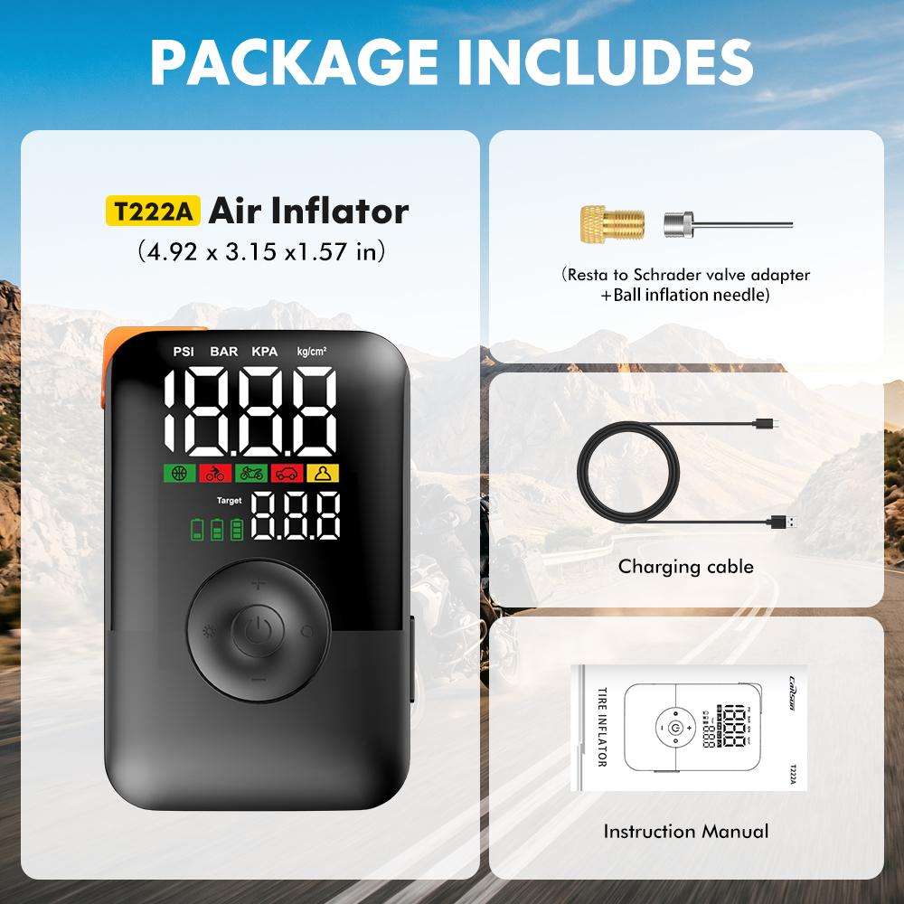 Portable Air Compressor 150PSI Cordless Tire Inflator Digital Pump Fast Inflation Auto Shut-off LED CE for Car Motorcycle Balls