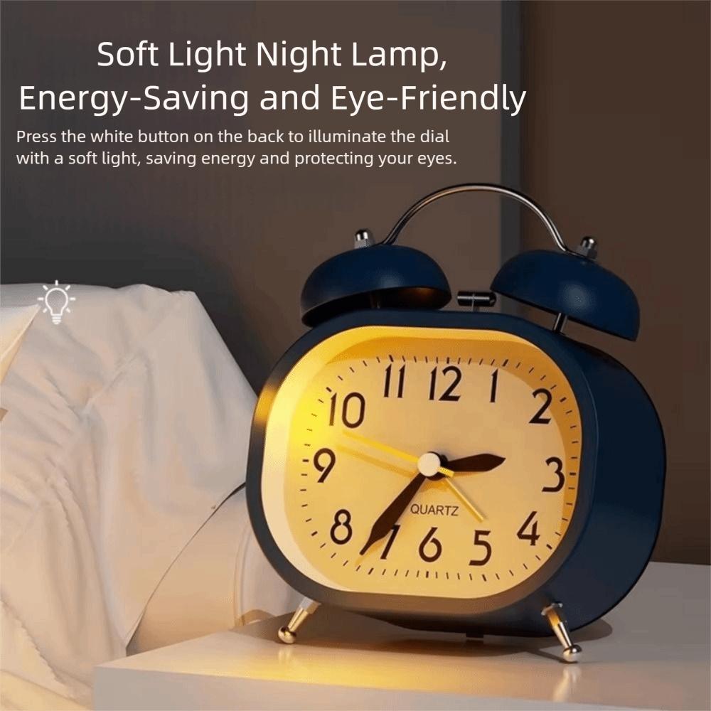 Silent Operation Metal Alarm Clock Metal Design Mechanical Clock Bedside Wake-up Clock  Desktop