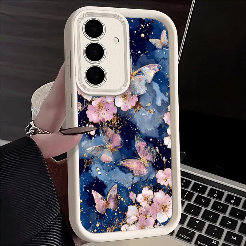 Phone Case for Samsung Galaxy A17 A16 A15 A14 A13 Beautiful Purple Butterfly A56 A36 A26 A55 A35 A25 A54 A34 A24 A53 A33 A23 A07