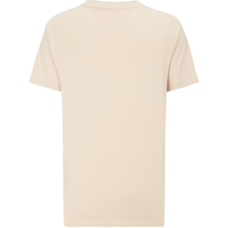 Calvin Klein Fashion Overprint Letter Pure Cotton Breathable Round Neck Short Sleeve T-Shirt Women Tops Beige J218885-ACI