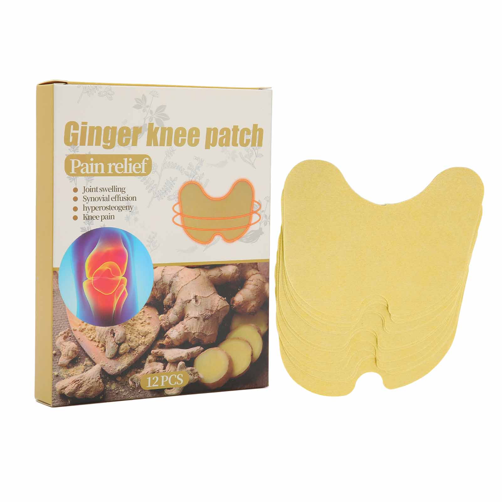 24 Pcs Knee Stickers Home Herbal Heating Moxibustion Ginger Pain Relieving Knee Patch Heat Patches