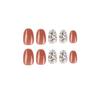 Red Rhinestone Nail Tips with Silver Glitter - Short, Round, Wearable Nail Art