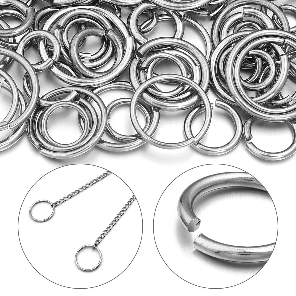 20pcs/lot Multisize Stainless Steel Jump Rings Round Open Ring Split Rings Connectors DIY Keychains Bracelet Jewelry Accessories