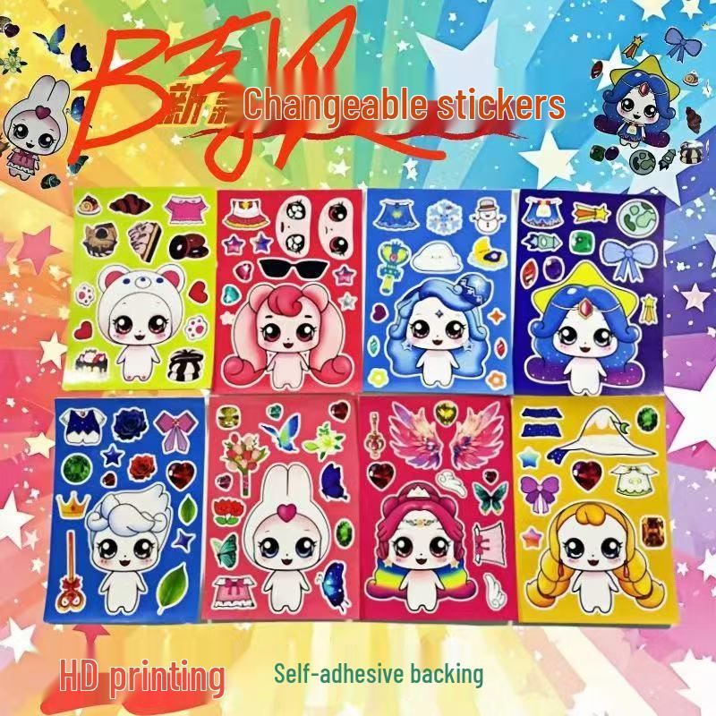 Moe Princess Reusable Dress-Up Stickers for Girls - High-Value Cartoon Playset