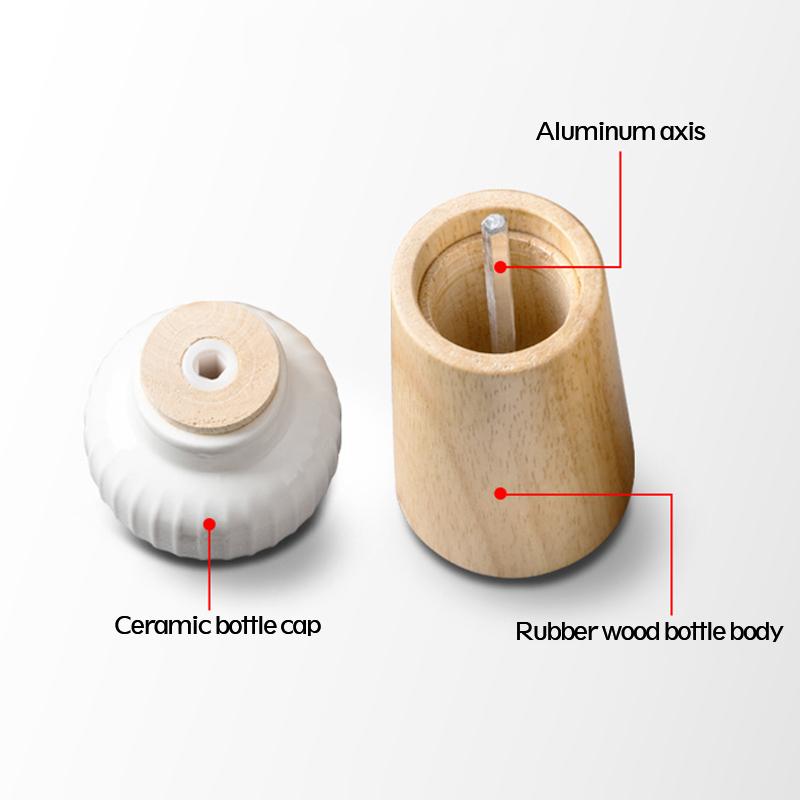 Nordic Style Manual Salt & Pepper Grinder - Adjustable Coarseness with Ceramic Core for Kitchen Seasoning Refillable Spice Mill
