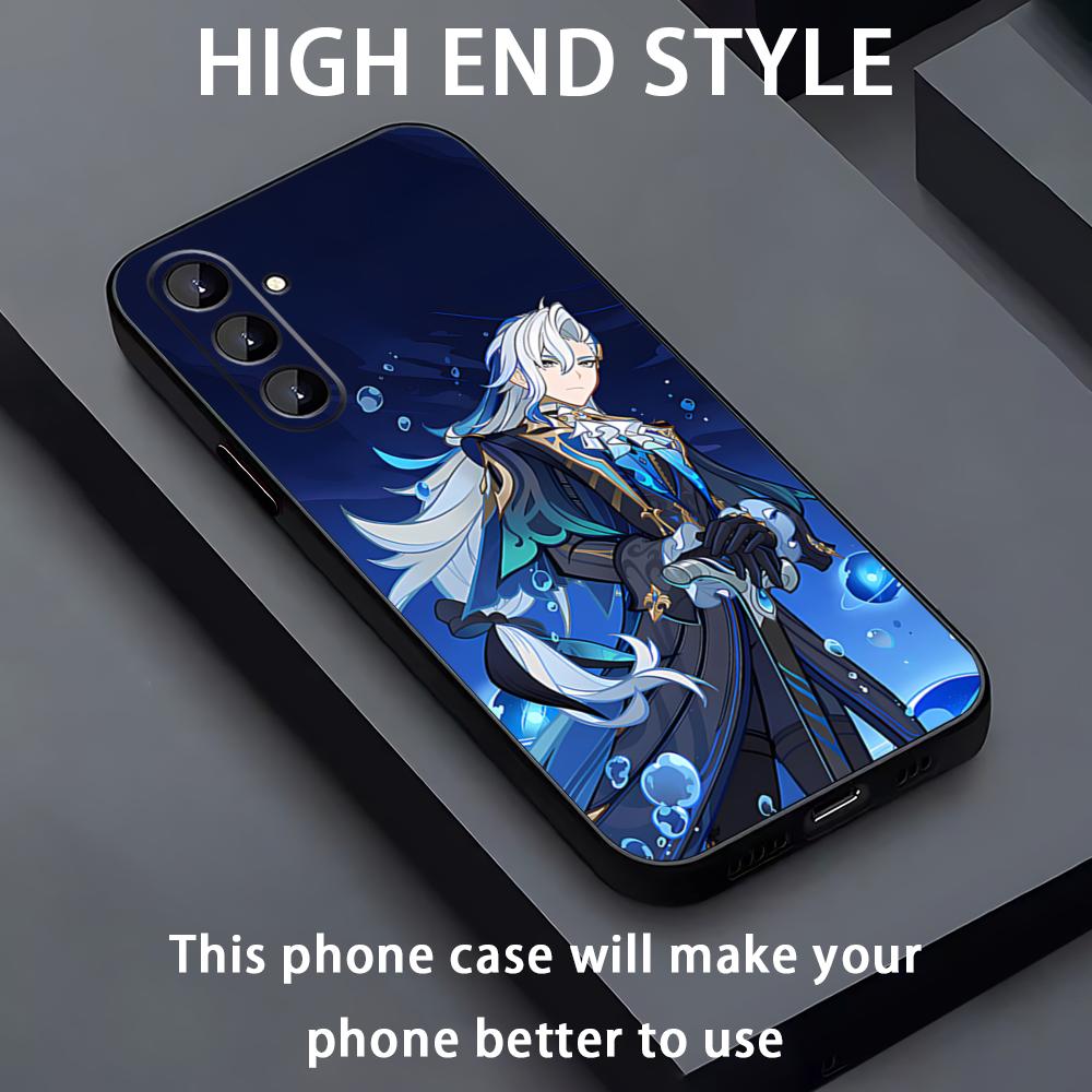 

genshin impact Neuvillette Phone Case For Samsung Galaxy A56 A16 A36 A26 A06 A55 A54 A15 A35 A25 Soft Black Samsung A53