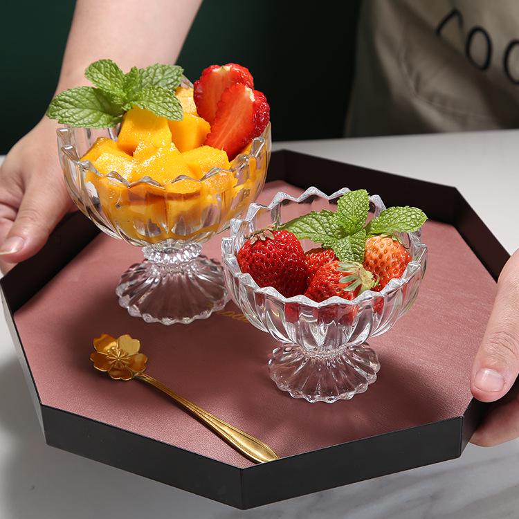 Trendy INS Style Glass Dessert & Drink Cup for Ice Cream, Milkshakes, and Juices