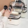 Simple Double Layer Cosmetic Pouches Versatile Makeup Container Bag with Double Layer Designs for Office and Vacation