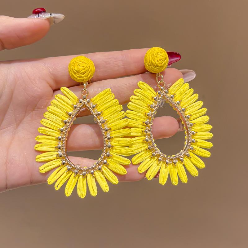 80s Hong Kong Style Red & Blue Clip-On Earrings for Non-Pierced Ears – High-End French Luxury Stud Hoops