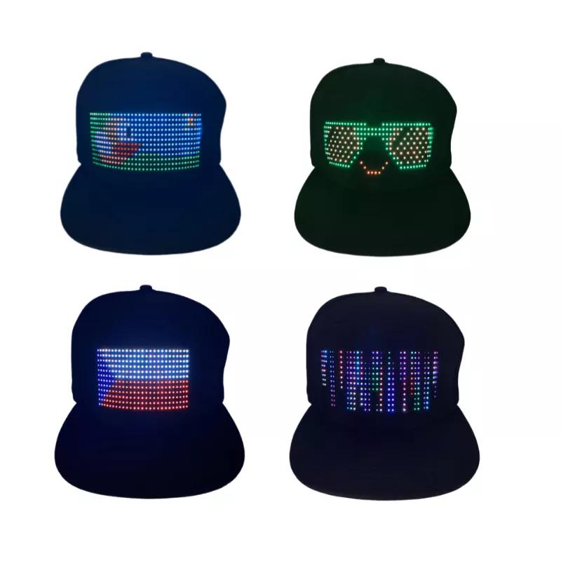 1PC 16x32leds Hat Programmable Hip Hop Cap with App and Bluetooth Control for Festival Party Club Christmas Concert Halloween