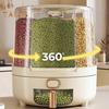 360-Degree Rotating Cereal Dispenser Rice Container with Lid Large Capacity Multiple Compartments Grain Storage Organizer
