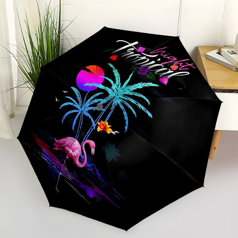 1pc Tropical Night Paradise Umbrella with Plastic Handle,Suitable for All Seasons UmbrellaPT553