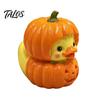 Small Healing Handicrafts Halloween Pumpkin Duck Ornament, Resin Stacked Yellow Decorative Table Centerpiece Figurines, Cute Mini Desktop Decor