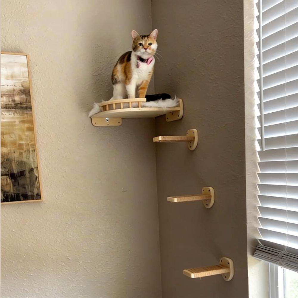 Cat Wall Climbing Shelves ScratcherFurniture Wall Mounted Bed Cat Wall Shelves & Hammock for Indoor Cats Home Decor Accessories