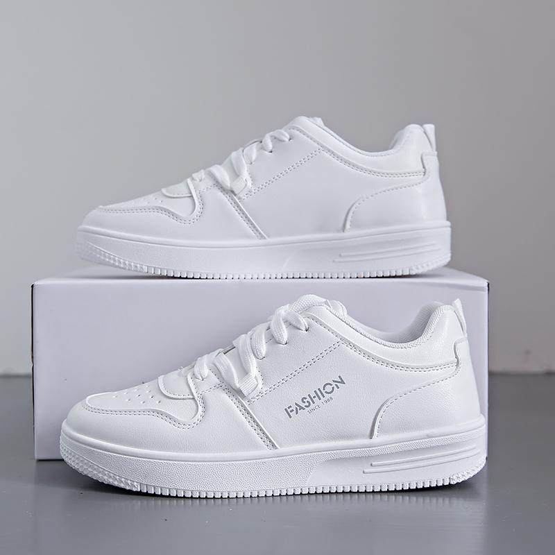 Lace-up Small White Shoes Women  New Thick Sole Show High Women's Shoes Casual Single Shoes Simple Sports Board Shoes