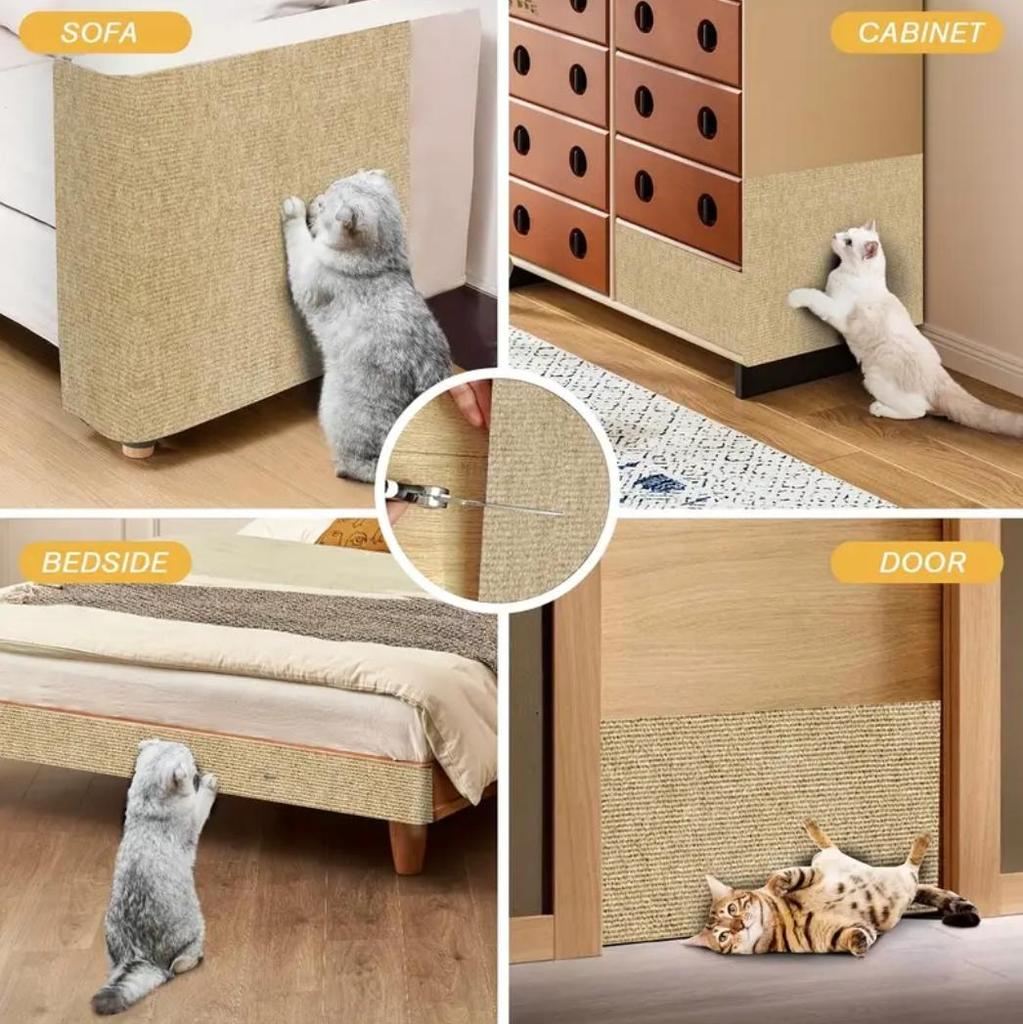 Sofa Protector Sticker: Self-adhesive Fabric Cats Scratch Pad, Cut To Size for Furniture & Walls.