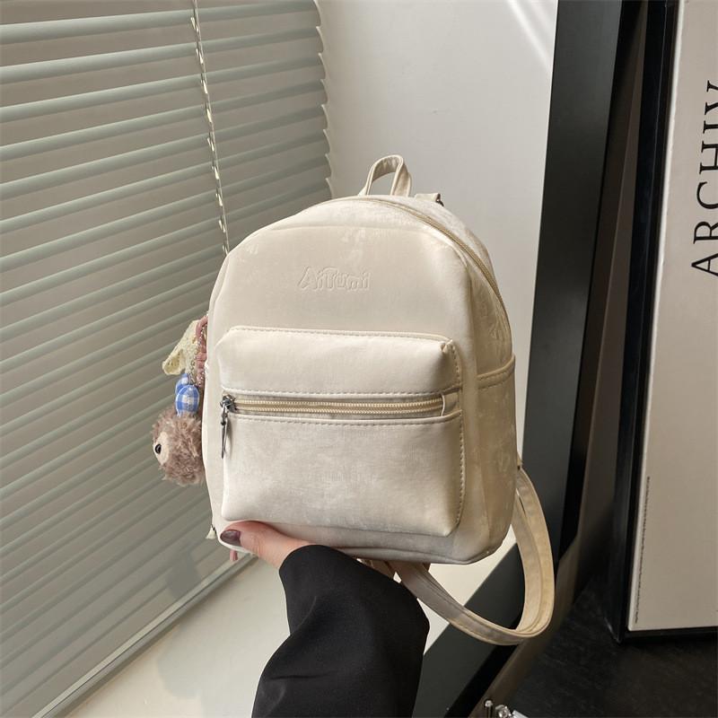 Pu Mini Backpack For College Students With Solid Color Design And Shelliemay Pendant For Daily Use