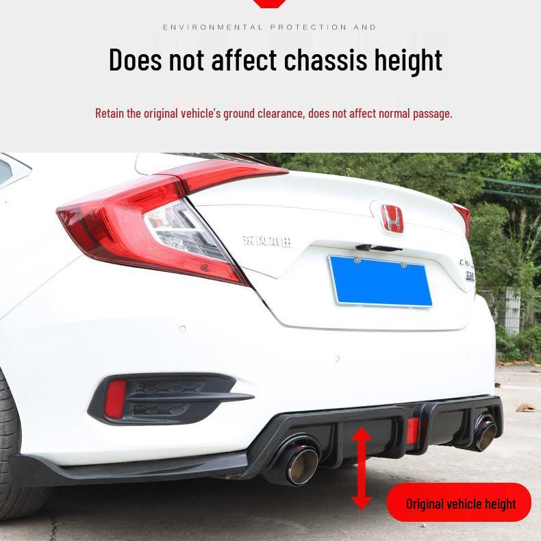 Honda 10th Gen Civic Body Kit: Rear Diffuser, Tailpipe, Rear Lip, Front Splitter.