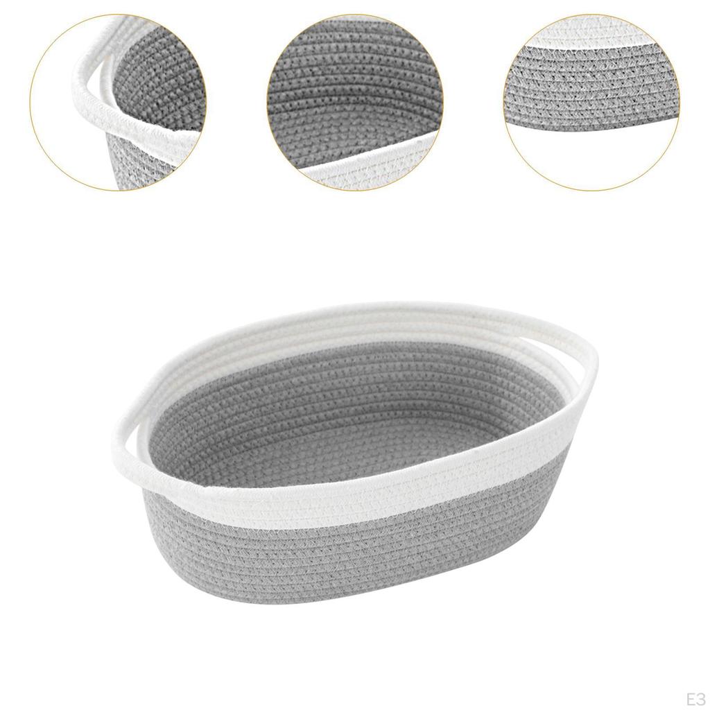 Basket with Handles, Organizer Container, Desktop Storage Box, Cotton Rope Dressing Table