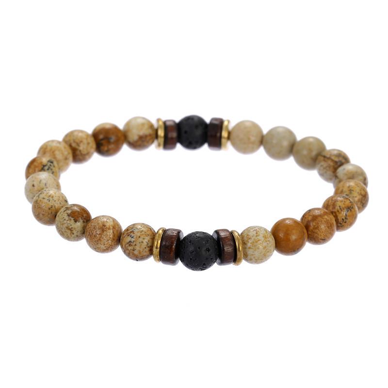 Volcanic and Black Iron Stone Couple Bracelets - Shining Gemstone Style.