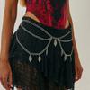 Creative Halloween Sliver Color Spider Web Bat Tassel Pendant Multi-layer Chain Waist Chain for Women Sexy Body Chain Jewelry