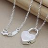 Neue 925 Silber Halskette Mode Schloss Herz Anhänger Halsketten Schmuck für Frauen Paar Mädchen Geschenk