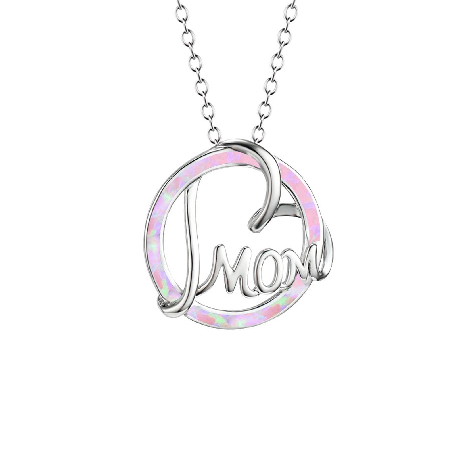 Mom Initial Women s Initial Heart Pendant Necklace Adjustable Necklace Gift For Mother розовый