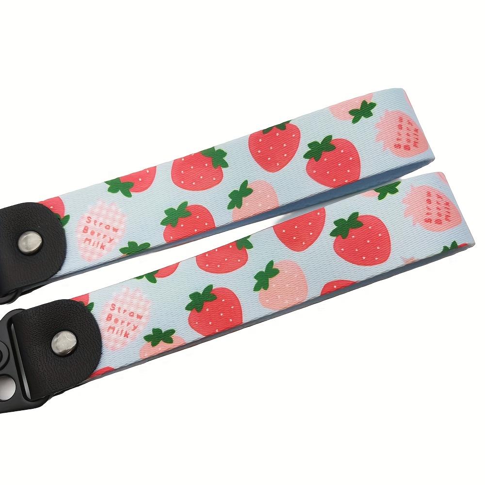 Heart Pattern Keychain with Wrist Lanyard & Backpack Hook - Strawberry Graffiti Design for Motorcycles, Cars, and Bikes