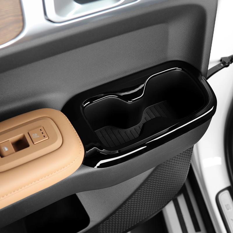For Hyundai Santa Fe MX5 2024 2025 Carbon Fiber Wood Grain Style Car Inner Second Row Water Cup Holder Cover LHD