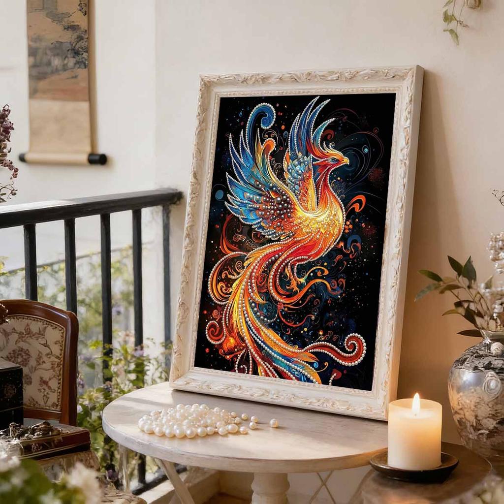 DIY Pearl Painting Set Phoenix Pattern Home Decoration Handmade Sticky Diamond Creative Canvas Pearl Art Painting Crafts Perfect Gift