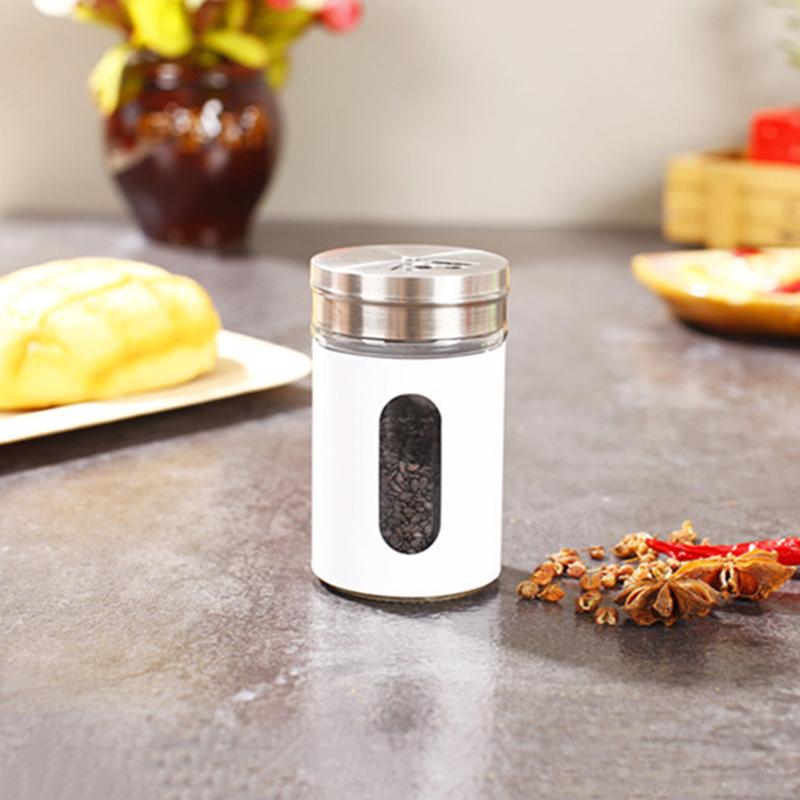 

Банки для специй из нержавеющей стали Стеклянная бутылка для намазывания Горшок для барбекю Перечница Держатель для зубочисток Солонка Вращающийся белый