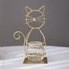 Decorative Ornament, Cat-Shaped Rust-Proof Iron Bracket with Transparent Glass Vase for Hydroponic Plants Desktop Decoration