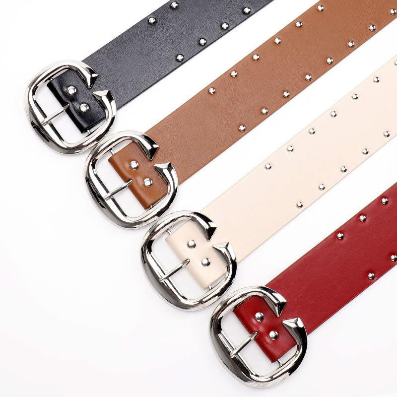 C-button punk style women's belt, American Spice Girl rivets with skirt pants waist seal heavy industry belt women